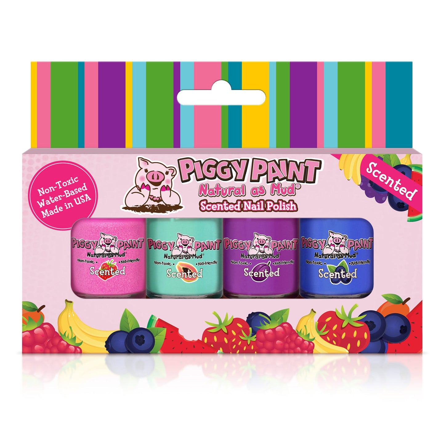 Piggy Paint Non-Toxic Scented Nail Polish Set for Kids – 4 Pack Fruit Fairy