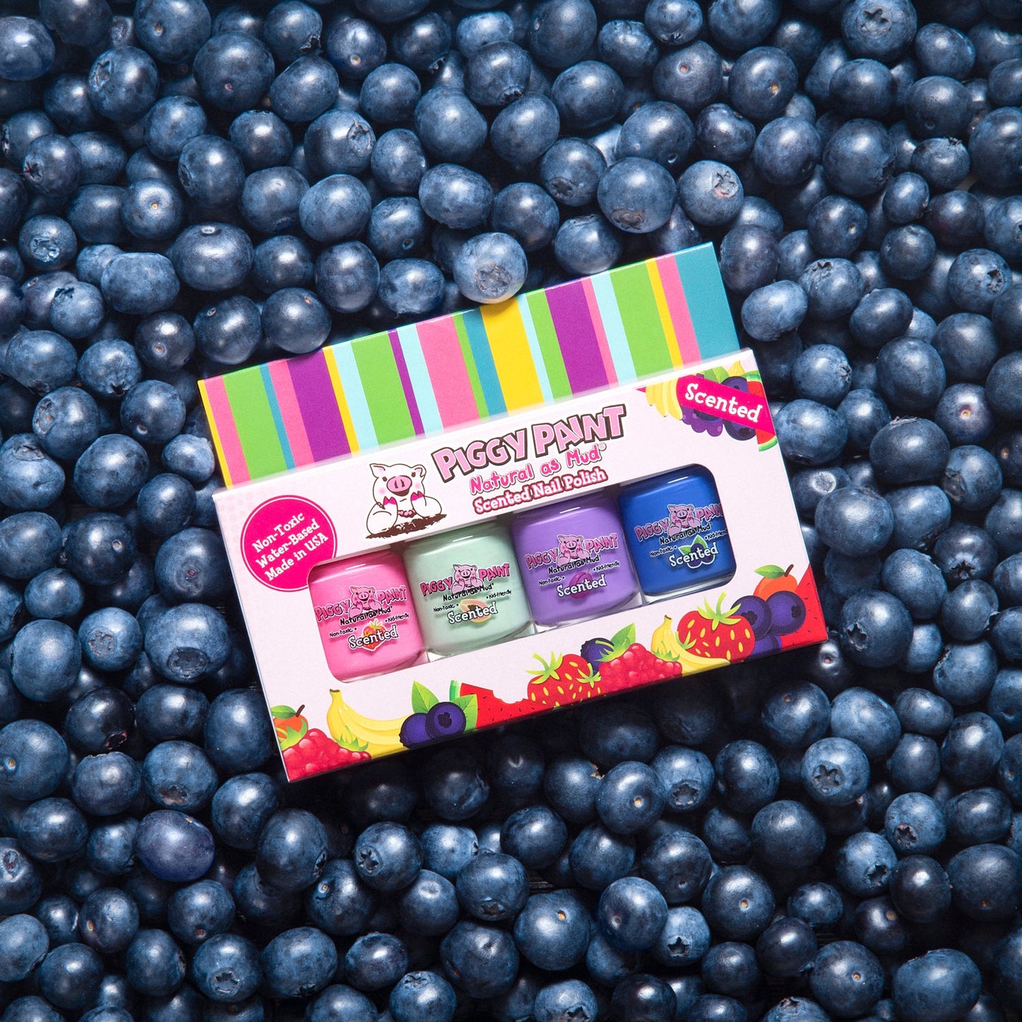 Piggy Paint Non-Toxic Scented Nail Polish Set for Kids – 4 Pack Fruit Fairy