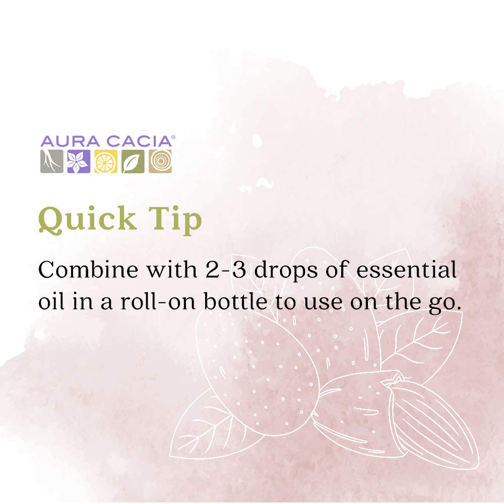 Aura Cacia Organic Sweet Almond Oil – Cold Pressed, GC/MS Tested, 4 fl oz