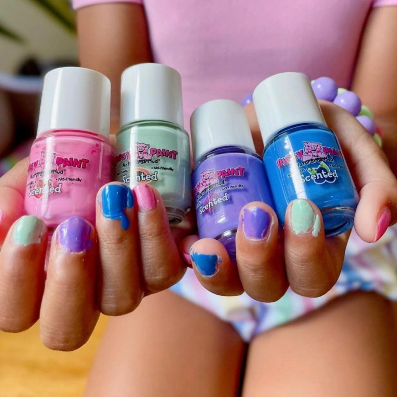 Piggy Paint Non-Toxic Scented Nail Polish Set for Kids – 4 Pack Fruit Fairy