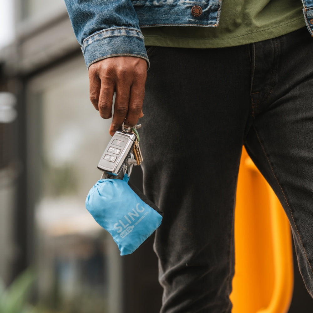 ChicoBag rePETe+Refine Crossbody Water Bottle Sling – Eco-Friendly Recycled Bag with Carabiner & Drawstring Closure