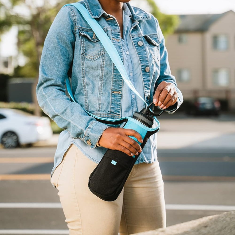 ChicoBag rePETe Water Bottle Sling – Eco-Friendly Recycled Carrier with Strap, Carabiner & Storage Pocket