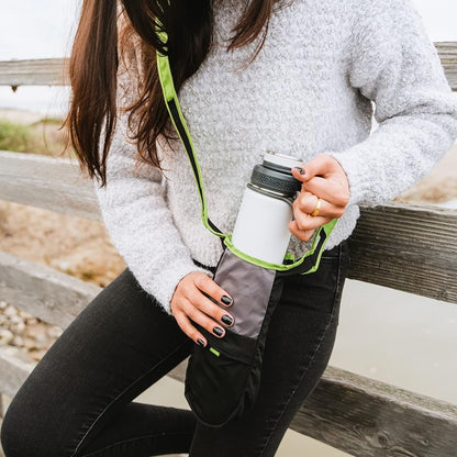 ChicoBag rePETe Water Bottle Sling – Eco-Friendly Recycled Carrier with Strap, Carabiner & Storage Pocket
