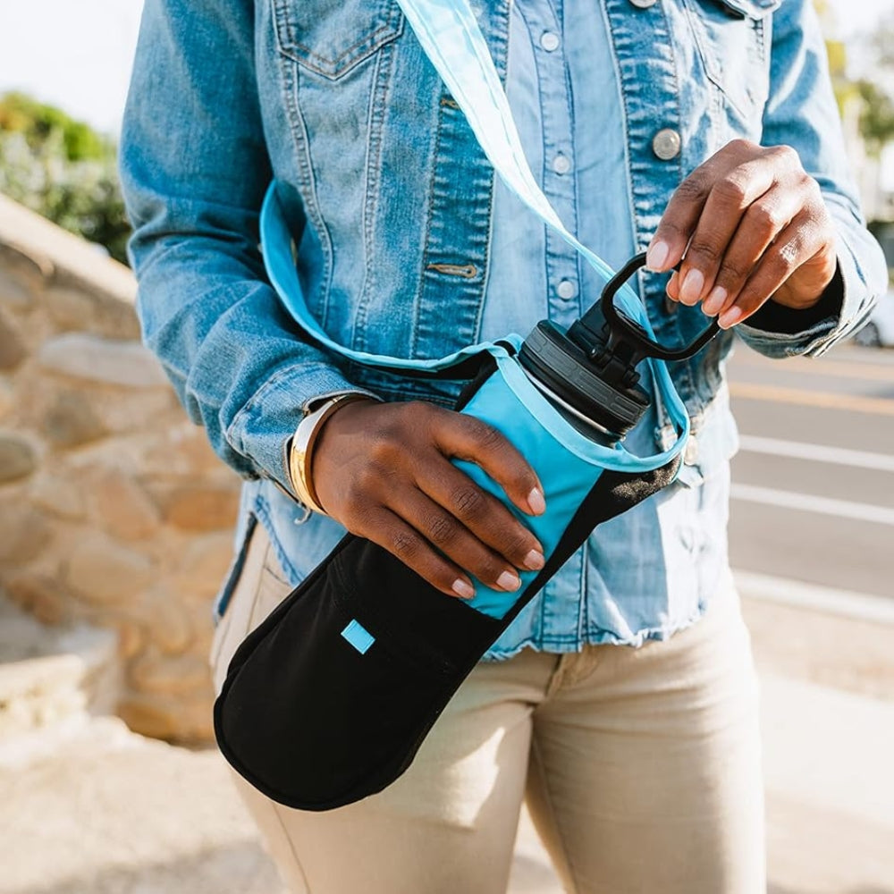 ChicoBag rePETe Water Bottle Sling – Eco-Friendly Recycled Carrier with Strap, Carabiner & Storage Pocket